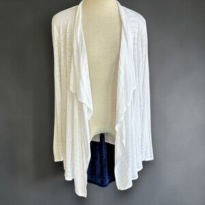 INC International Concepts White Open Drape Asymmetrical Cardigan Sweate…